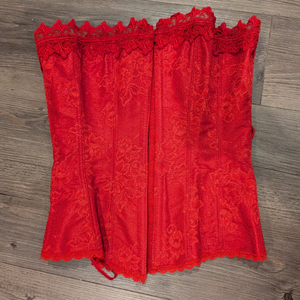 Frederick's of Hollywood Red Lace Corset Top